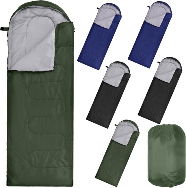 6 Pack Sleeping Bags for Adults Sleeping Bags 4 Season Warm Envelope Sleeping Bags Lightweight Waterproof Sleeping Bags with Compression Sack for Outdoor Camping Backpacking Hiking