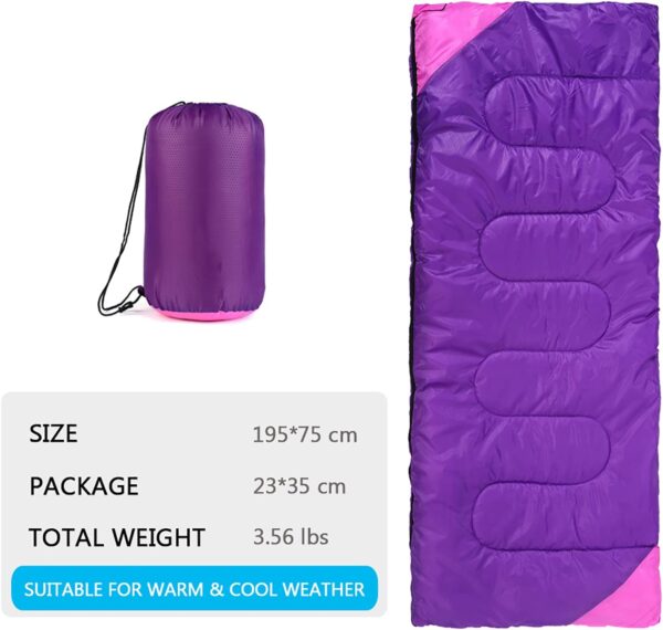 Camping Sleeping Bag for Adults Boys and Girls,Cold and Warm Weather-Summer, Spring, Fall, Lightweight, Waterproof Compact Bag for Camping Gear Equipment, Traveling, and Outdoors