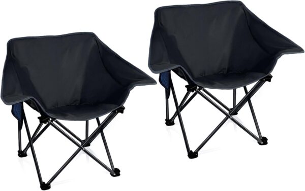 2 Pack Portable Camping Chair Compact Collapsible Outdoor Folding Sports Chairs for Adults Heavy Duty Camp Sporting Events Park Lawn 400 Lbs Black
