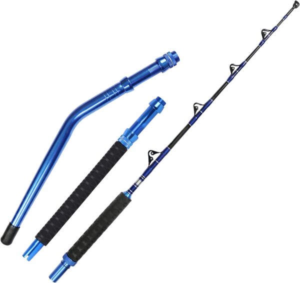 2-Piece Saltwater Offshore Heavy Bent/Straight Butt Trolling Rod Fishing Roller Rod Conventional Boat Deep Sea Fishing Pole