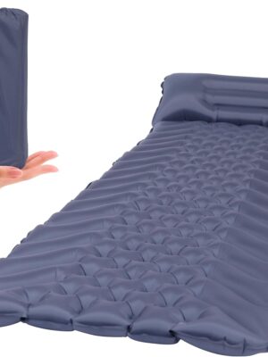 Camping Sleeping Pad, Ultralight Inflatable Camping Mat with Built-in Pillow Sleeping Pads for Camping Backpacking Hiking Traveling Tent, Compact & Lightweight Air Mattress