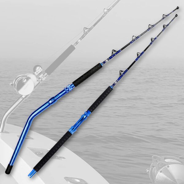 2-Piece Saltwater Offshore Heavy Bent/Straight Butt Trolling Rod Fishing Roller Rod Conventional Boat Deep Sea Fishing Pole