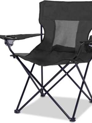 Camping Chair, Outdoor Portable Picnic Folding Fishing Chair with 2 Cup Holder for Fishing, Sports, Beach and Camping