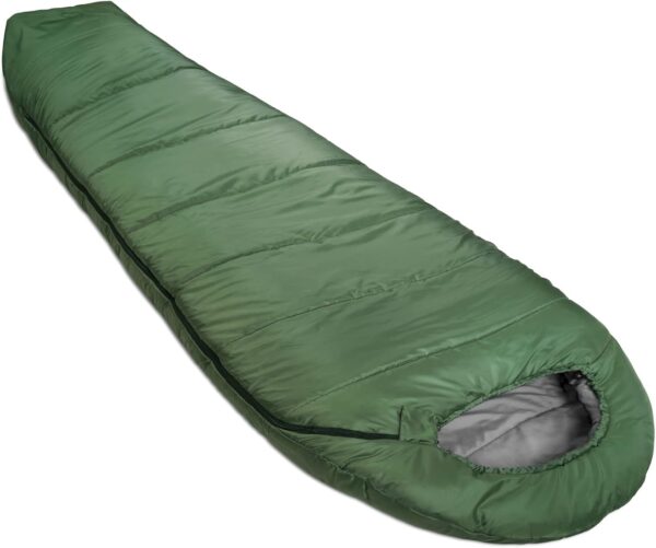 Sleeping Bag for Adults, Mummy Style, Cold Weather, Olive Green