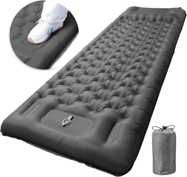 Inflatable Camping Sleeping Pad with Pillow, Extra Thick 4 Inch Sleeping Mat with Built-in Pump, Compact & Ultralight Camping Air Mattress for Backpacking Hiking Tent Traveling