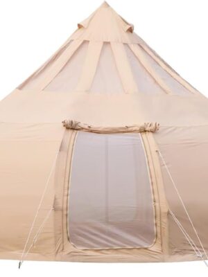 Cotton Canvas Family Camping Tent for 8-10 Person, 4 Season Glamping Tent, Hot Tent with Stove  Yurt Tipi, Teepee Tent, 500x500x315cm, Beige