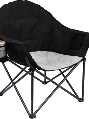 Camping Chairs, Folding Chairs for Outside with Carry Bag, Moon Chairs for Adults with Cup Holder, Padded Camp Chair Support to 450LBS