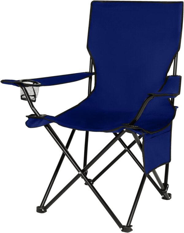 Upgrade Large Camping Chairs,Folding Camping Chair Outdoor Portable Chair Foldable Lawn Chair Support 330lbs,Outdoor Camp Chair with Cup Holder&Side Bag for Fishing Outside Sports (A-Large Navy Blue)