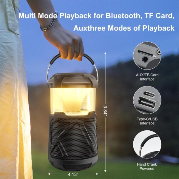 Outdoor Lantern Portable Bluetooth Speakers: IPX6 Waterproof Wireless Speaker with LED Lights for Camping Patio Yard Party Hiking, Gift for Men Women Fathers