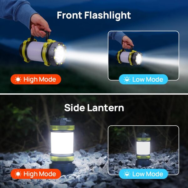2 Pack LED Camping Lantern Flashlight Rechargeable,  Portable Torch with 6 Light Modes, 3600mAh Power Bank, IPX4 Waterproof, USB C, Camping Lights for Hurricane, Emergency, Survival Kits