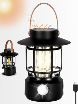 LED Solar Camping Lantern, Side Rechargeable Lantern Camping Lights, COB&SMD Light Modes Retro Style Waterproof Solar Powered Lantern for Power Outages, Led Lantern Emergency Lights for Home