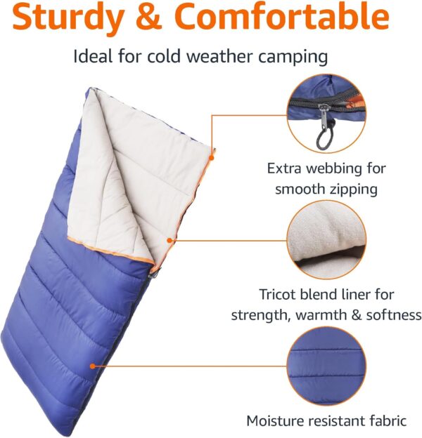 Cold Weather Sleeping Bag, Twin, Blue