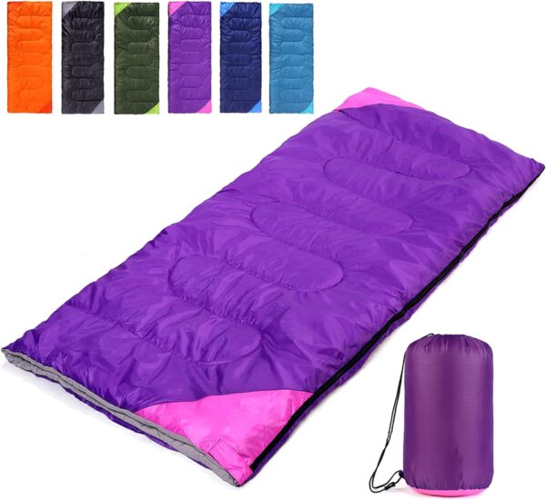 Camping Sleeping Bag for Adults Boys and Girls,Cold and Warm Weather-Summer, Spring, Fall, Lightweight, Waterproof Compact Bag for Camping Gear Equipment, Traveling, and Outdoors