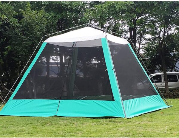 5-8 Person Camping Tent Pop Up Tent with Zipped Double Door and Carrying Bag Instant Family Tent for Outdoor Camping, Fishing, BBQ (Blue 305x305x210cm) (Green 305x305x210cm)