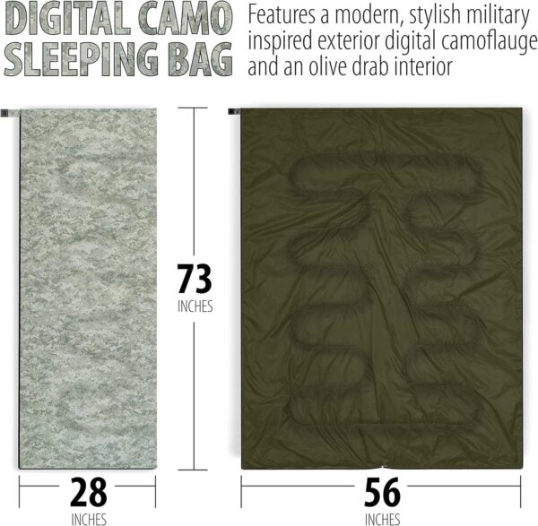 Sleeping Bag, 28 x 73", Olive Drab