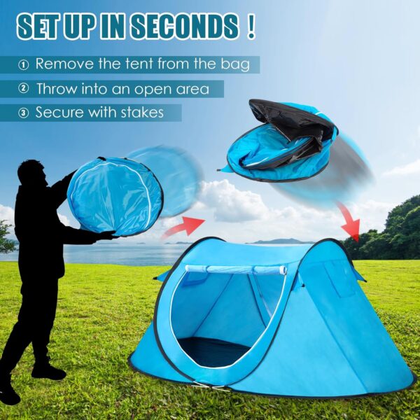 Versatile Pop-Up Camping Tent 2 Person - Ideal for Camping, Indoor Kids' Play, Beach Canopy Tent Sun Shade, and Outdoor Events - Durable, Easy to Set Up